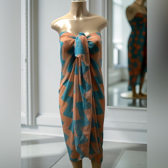 Stylish Blue and Peach Women's Swim Cover-Up One Size - Picture 1 of 5